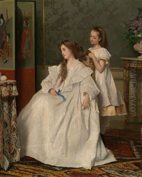 Mutter Und Tochter Oil Painting by Gustave Leonhard de Jonghe