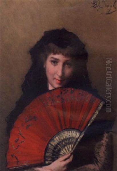 Portrait De Femme Oil Painting by Gustave Leonhard de Jonghe