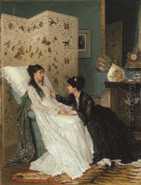 The Visit Oil Painting by Gustave Leonhard de Jonghe