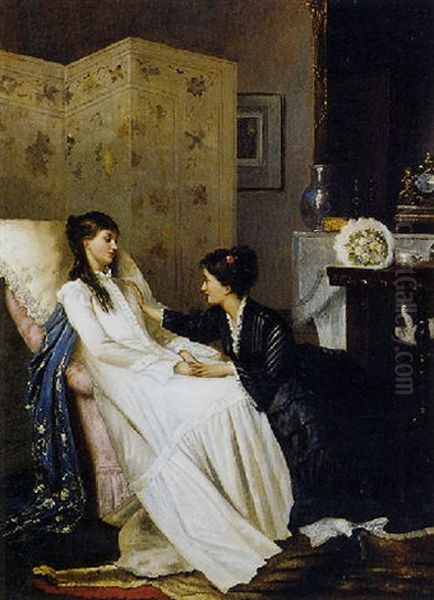 La Jeune Accouchee Oil Painting by Gustave Leonhard de Jonghe