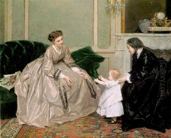 The First Steps Oil Painting by Gustave Leonhard de Jonghe