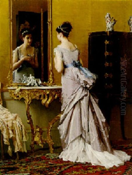 The Looking Glass Oil Painting by Gustave Leonhard de Jonghe