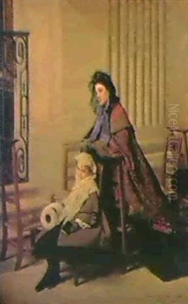 Mother And Child Oil Painting by Gustave Leonhard de Jonghe