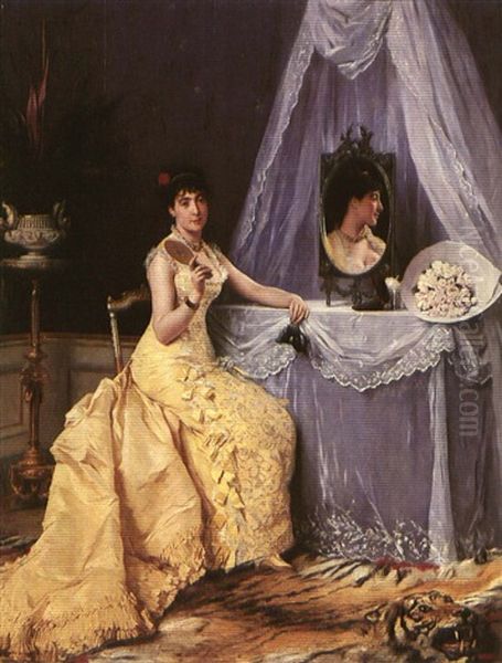 A La Toilette Oil Painting by Gustave Leonhard de Jonghe