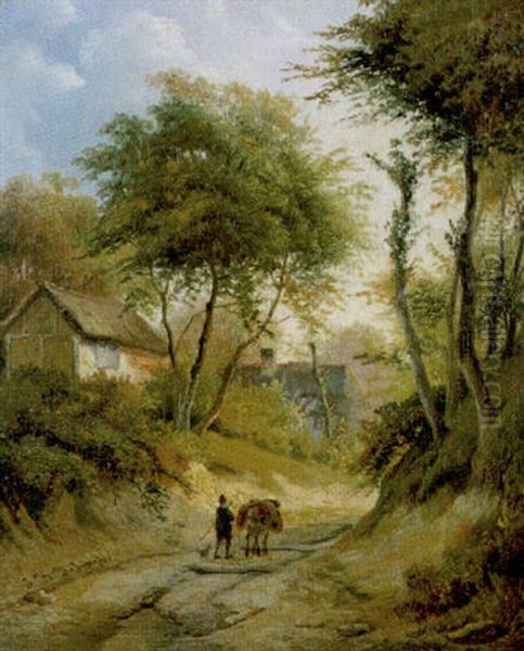 Landweg Met Reiziger Oil Painting by Jean-Baptiste de Jonghe