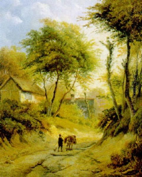 Landweg Met Reiziger Oil Painting by Jean-Baptiste de Jonghe