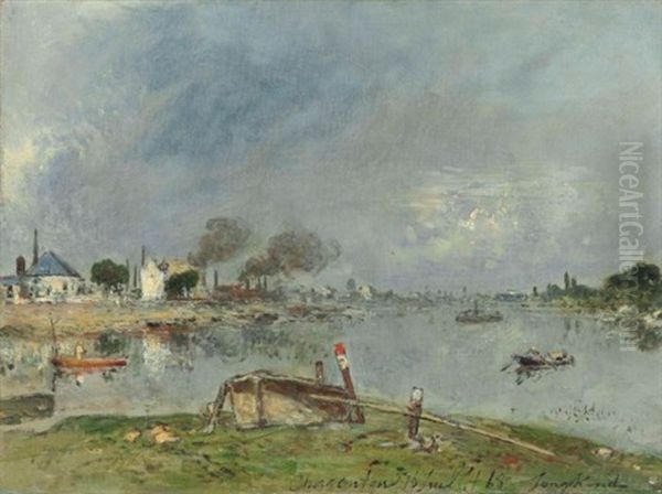 La Seine A Charenton Oil Painting by Johan Barthold Jongkind