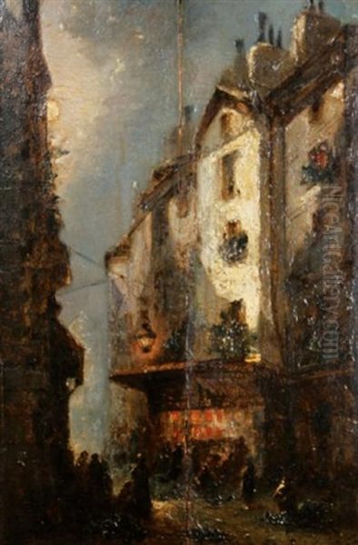 Ruelle Animee Au Clair De Lune Oil Painting by Johan Barthold Jongkind