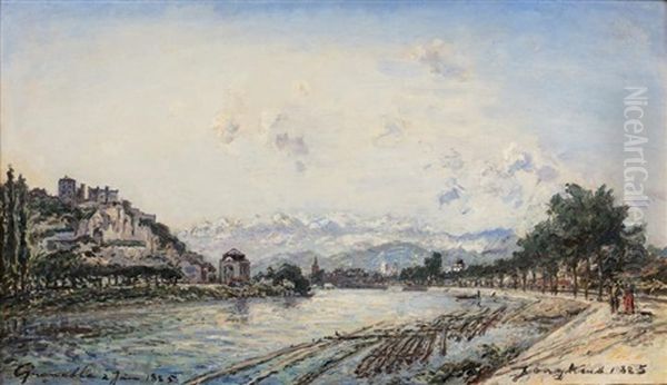 Le Fort Rabot Au Bord De Lisere, Grenoble Oil Painting by Johan Barthold Jongkind