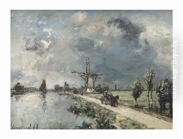 La Route Pres De Rotterdam, Effet De Pluie Oil Painting by Johan Barthold Jongkind