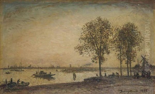 La Meuse Et Le Merweede Devant Dordrecht, Hollande Oil Painting by Johan Barthold Jongkind