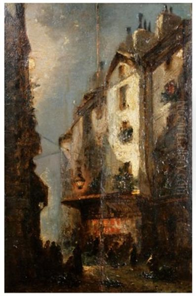 Ruelle Animee Au Clair De Lune Oil Painting by Johan Barthold Jongkind