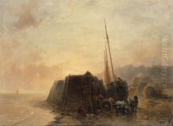 Pecheurs Sur La Cote Normande Oil Painting by Johan Barthold Jongkind