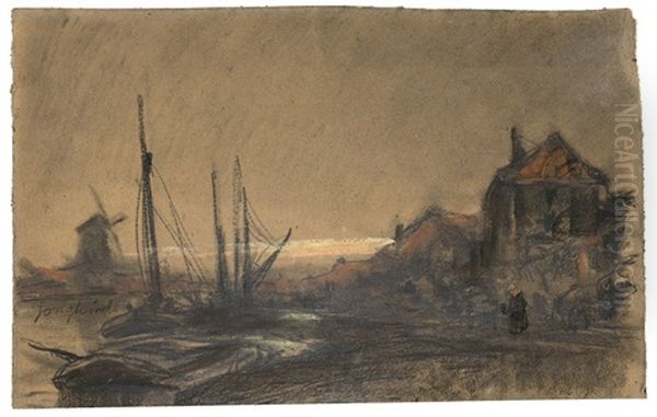 Harbour In The Evening Light Oil Painting by Johan Barthold Jongkind