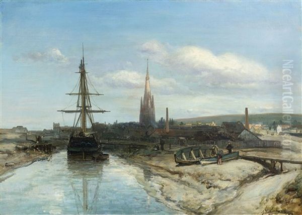 Harfleur Oil Painting by Johan Barthold Jongkind