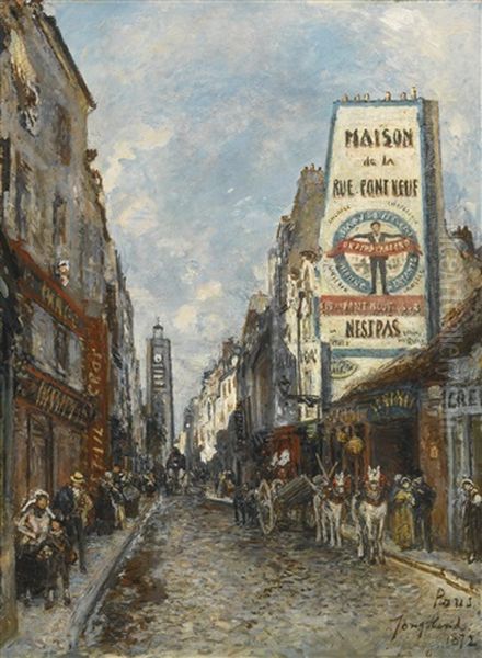 La Rue Saint-jacques, Paris Oil Painting by Johan Barthold Jongkind