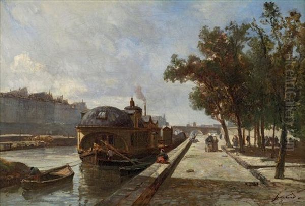 La Seine Au Quai Des Grands Augustins Oil Painting by Johan Barthold Jongkind