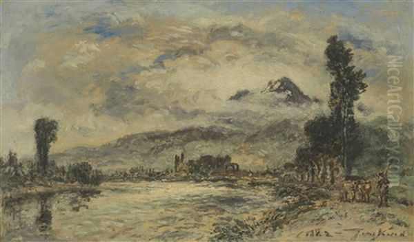 Paysage Pres De Grenoble Oil Painting by Johan Barthold Jongkind