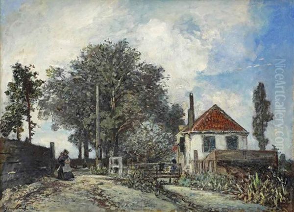 La Nourrice, Environs De Nevers Oil Painting by Johan Barthold Jongkind