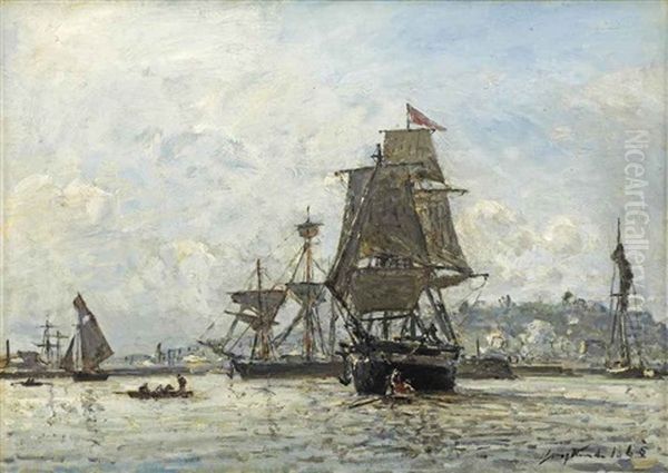 Le Port De Honfleur, Les Grands Voiliers Oil Painting by Johan Barthold Jongkind