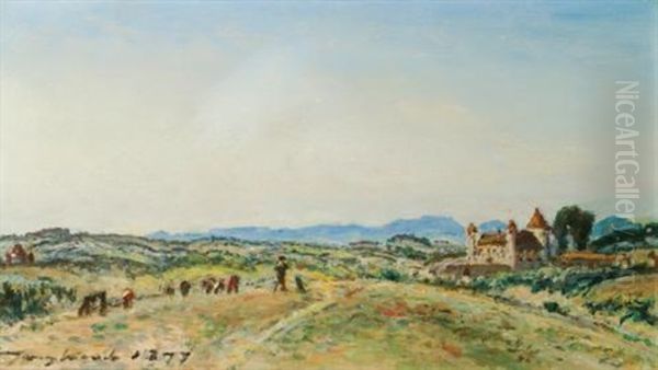 Le Chateau De Virieu-sur-bourbre, Isere Oil Painting by Johan Barthold Jongkind