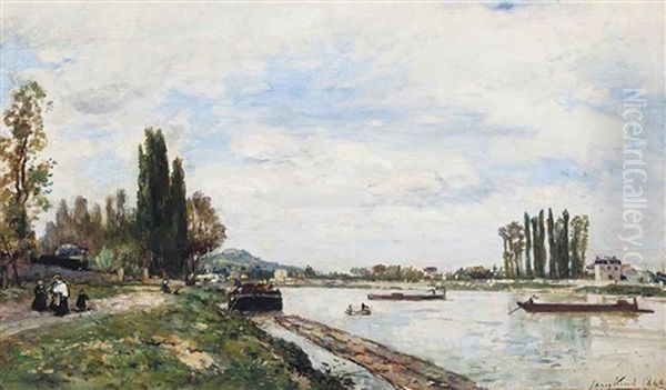 Vue De Meudon Du Pont De Sevres Oil Painting by Johan Barthold Jongkind