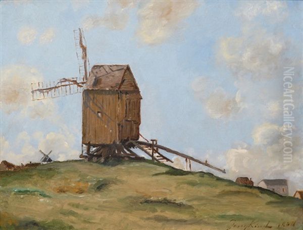 Wind Mill Oil Painting by Johan Barthold Jongkind