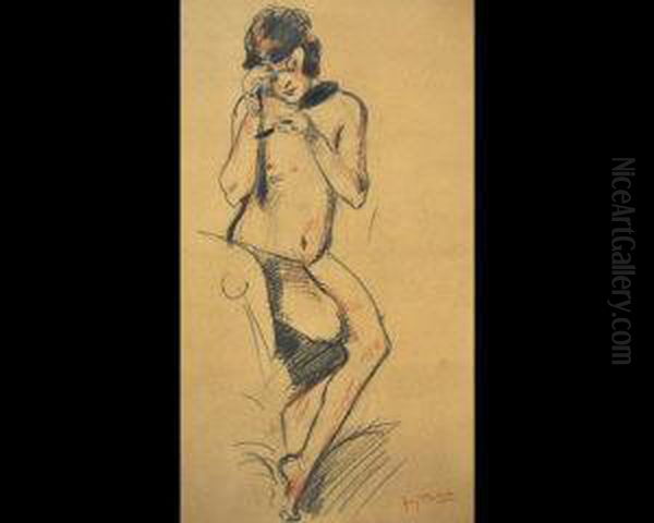 Female Nude Oil Painting by Henry Bataille