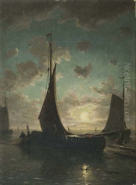 Moonlight View Oil Painting by Johan Barthold Jongkind