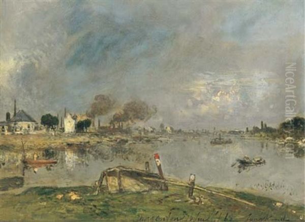 La Seine A Charenton Oil Painting by Johan Barthold Jongkind