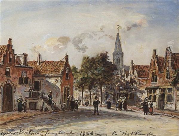 Rue De Village, Hollande Oil Painting by Johan Barthold Jongkind