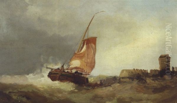 Segler Vor Der Kuste Oil Painting by Johan Barthold Jongkind