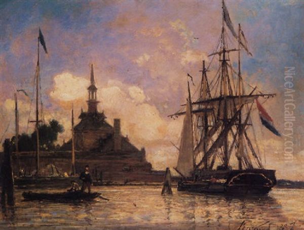 Port De Rotterdam Oil Painting by Johan Barthold Jongkind