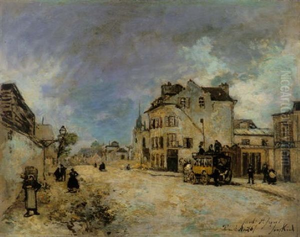 Le Faubourg Saint-jacques, La Diligence Oil Painting by Johan Barthold Jongkind