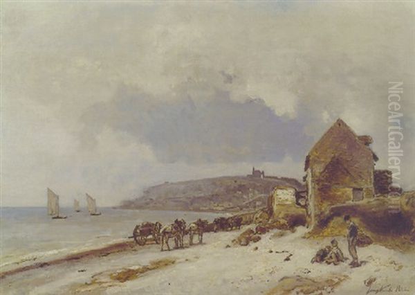 La Plage De Sainte-adresse Oil Painting by Johan Barthold Jongkind