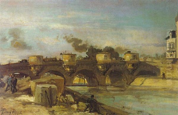 Le Feu Sur Le Pont Neuf Oil Painting by Johan Barthold Jongkind