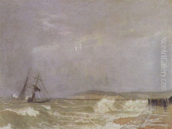 Rough Seas Oil Painting by Johan Barthold Jongkind