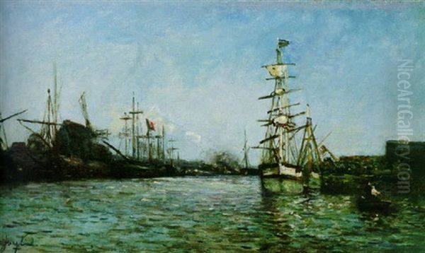 A Port In Holland Oil Painting by Johan Barthold Jongkind