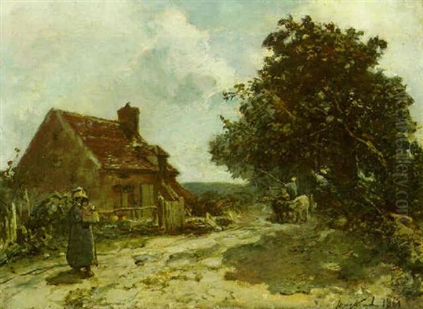 Aux Environs De Nevers Oil Painting by Johan Barthold Jongkind