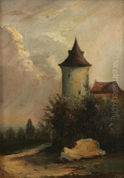 Castle Tower Oil Painting by Jean Bataille