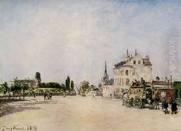 L'omnibus Faubourg Saint Jacques Oil Painting by Johan Barthold Jongkind