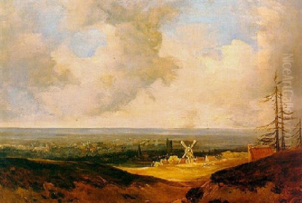 A Landscape With A Village In The Distance Oil Painting by Johan Barthold Jongkind