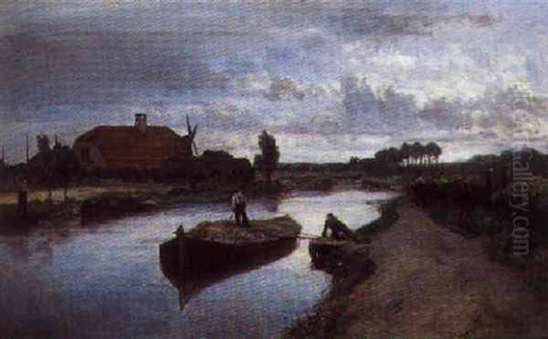 Sur Le Canal Oil Painting by Johan Barthold Jongkind