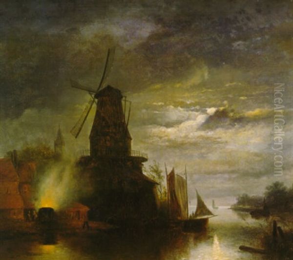 Moulin Au Bord De L'eau Oil Painting by Johan Barthold Jongkind