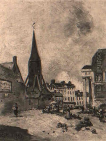 L'eglise Sainte Catherine A Honfleur Oil Painting by Johan Barthold Jongkind