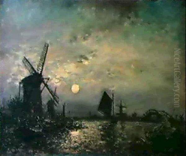 Maanlandschap Oil Painting by Johan Barthold Jongkind