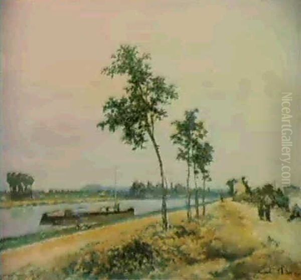 Bord De La Seine A Argenteuil Oil Painting by Johan Barthold Jongkind