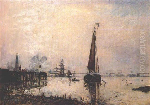 Le Port D'anvers Oil Painting by Johan Barthold Jongkind