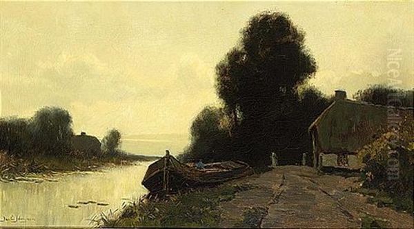 A River Landscape Oil Painting by Jacob Lucas Jongsma