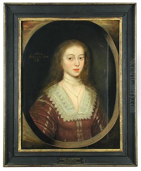 Portrait Of A Lady, Traditionally Believed To Be Lettice Knollys, Lady Hampden Oil Painting by Cornelis Jonson Van Ceulen